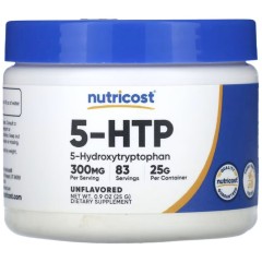 Nutricost, 5-HTP, порошок, 5-гидрокситриптофан, без добавок, 25 г (0,9 унции)